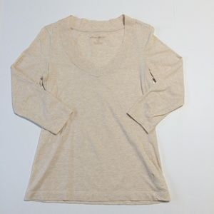 Eddie Bauer Top Ladies Size Small Tan V Neck